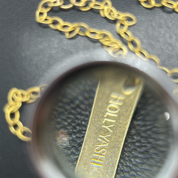 Holly Yashi niobium handmade gold tone oval link chain necklace flower pendant - Picture 10 of 16